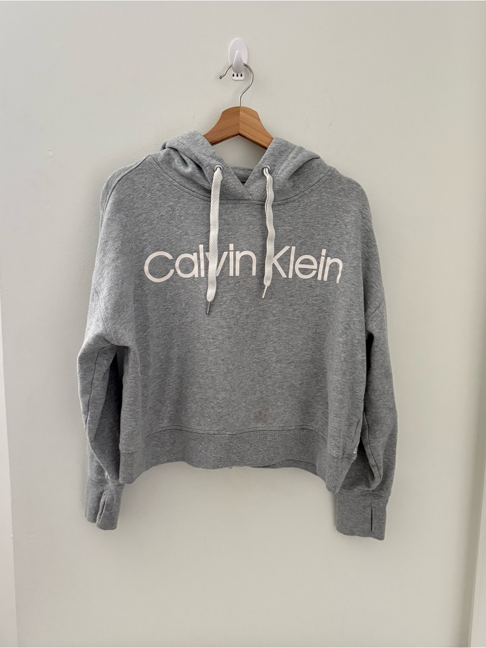 Calvin Klein Light Gray Logo Pullover Hoodie L